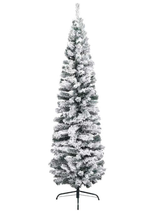 Úzký umělý vánoční stromek 180 cm s bílým sněhem